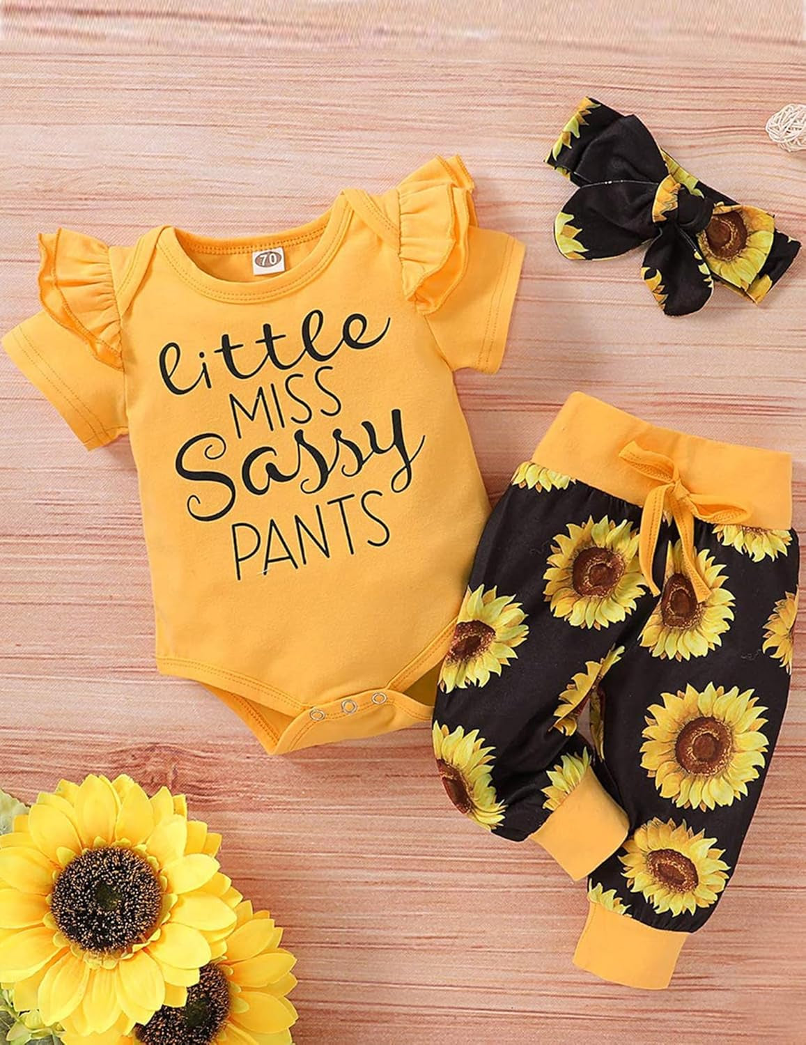 Newborn Baby Girl Clothes Infant Baby Ruffle Romper +Pants + Headband 3 PCS Outfits Set